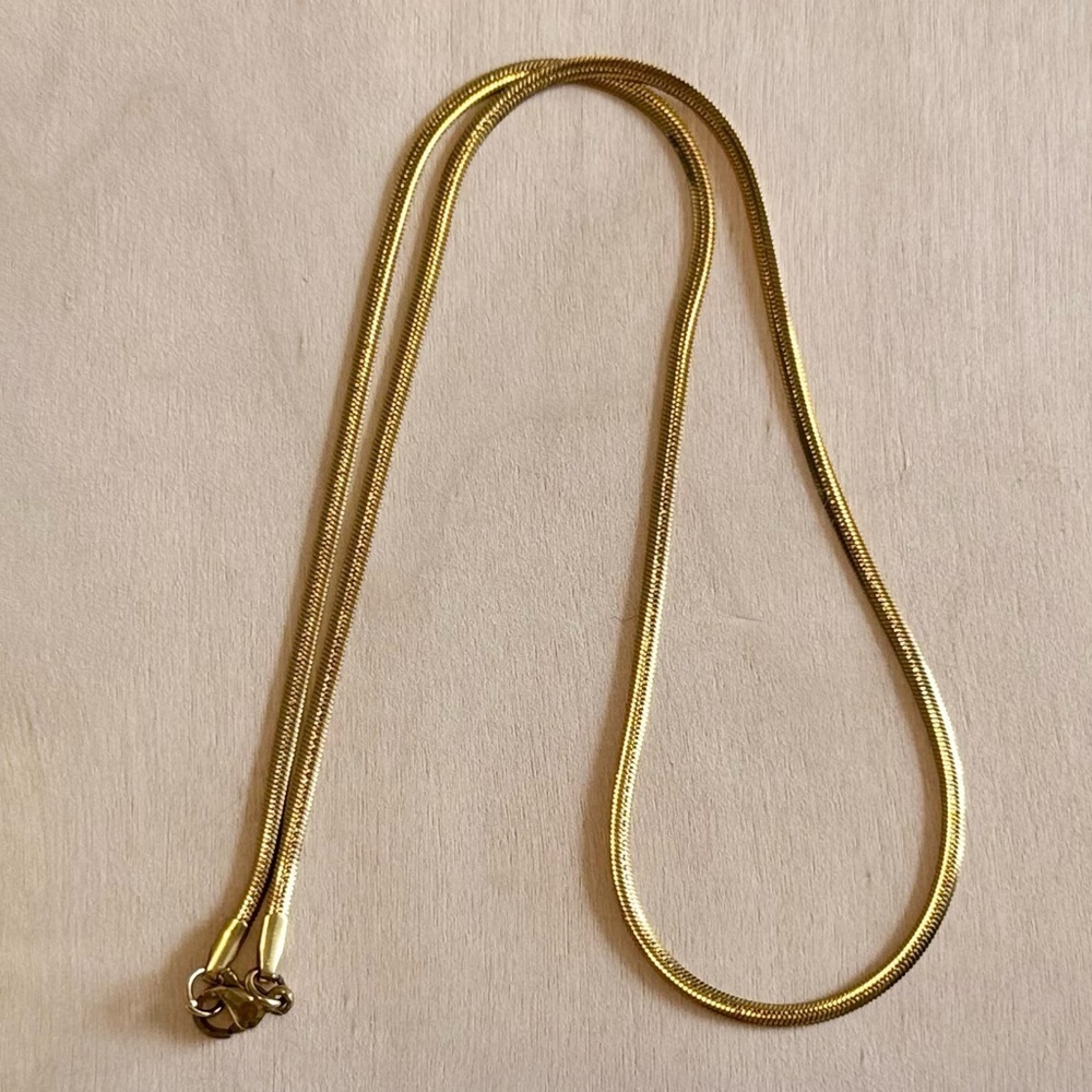 Gold-Tone Snake Chain Necklace | Retro 80s Minimalist Layering Chain